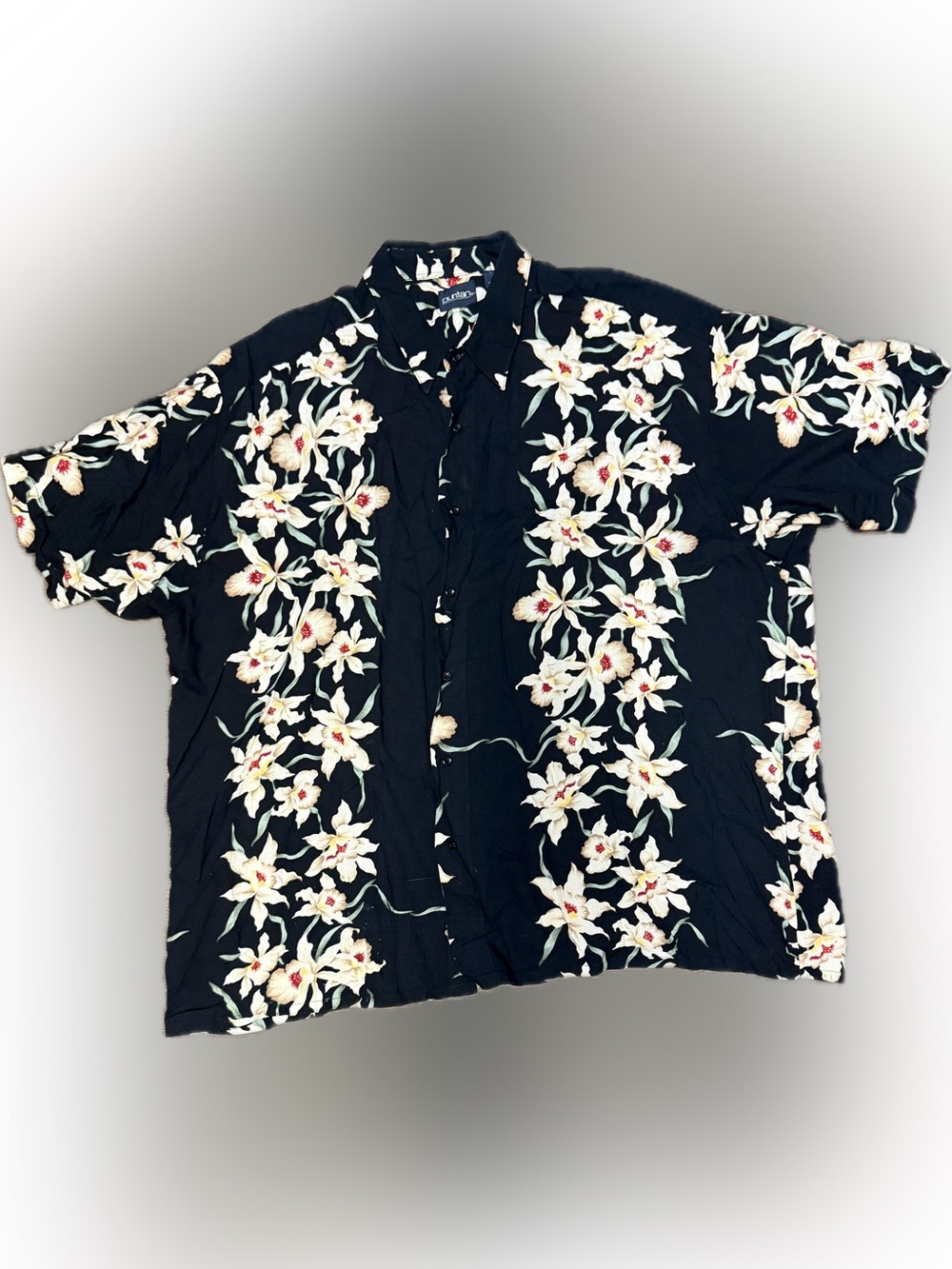 Puritan Hawaiian Black Orchid Print Shirt | Sz XXL